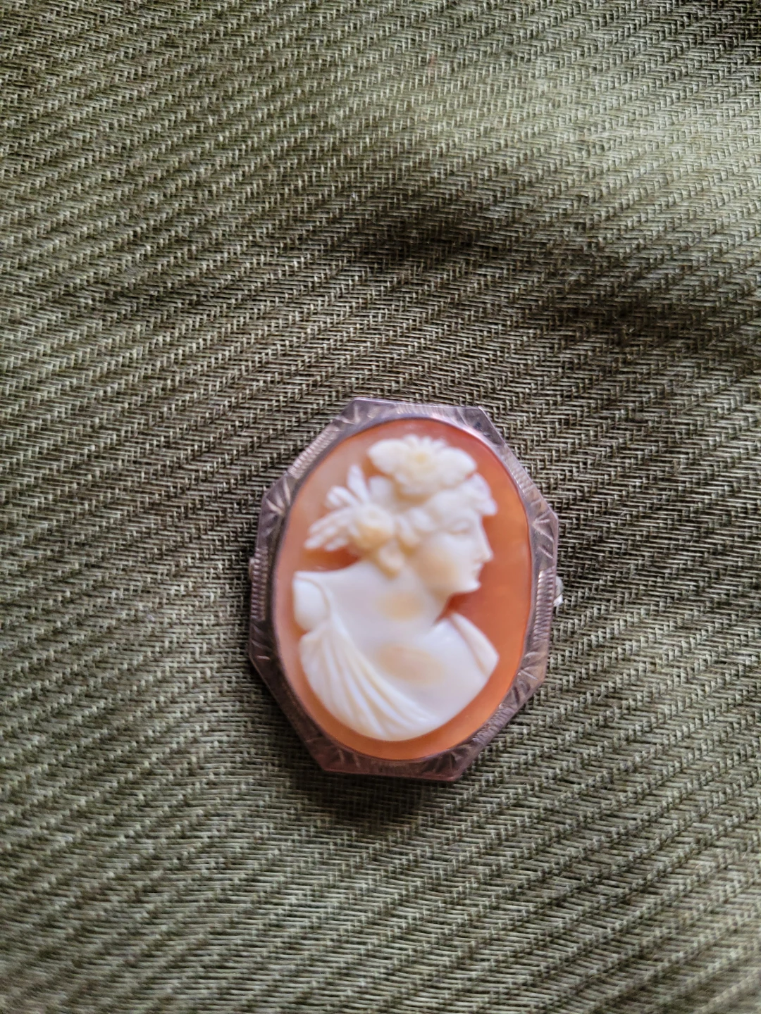 Vintage Cameo Sterling Brooch