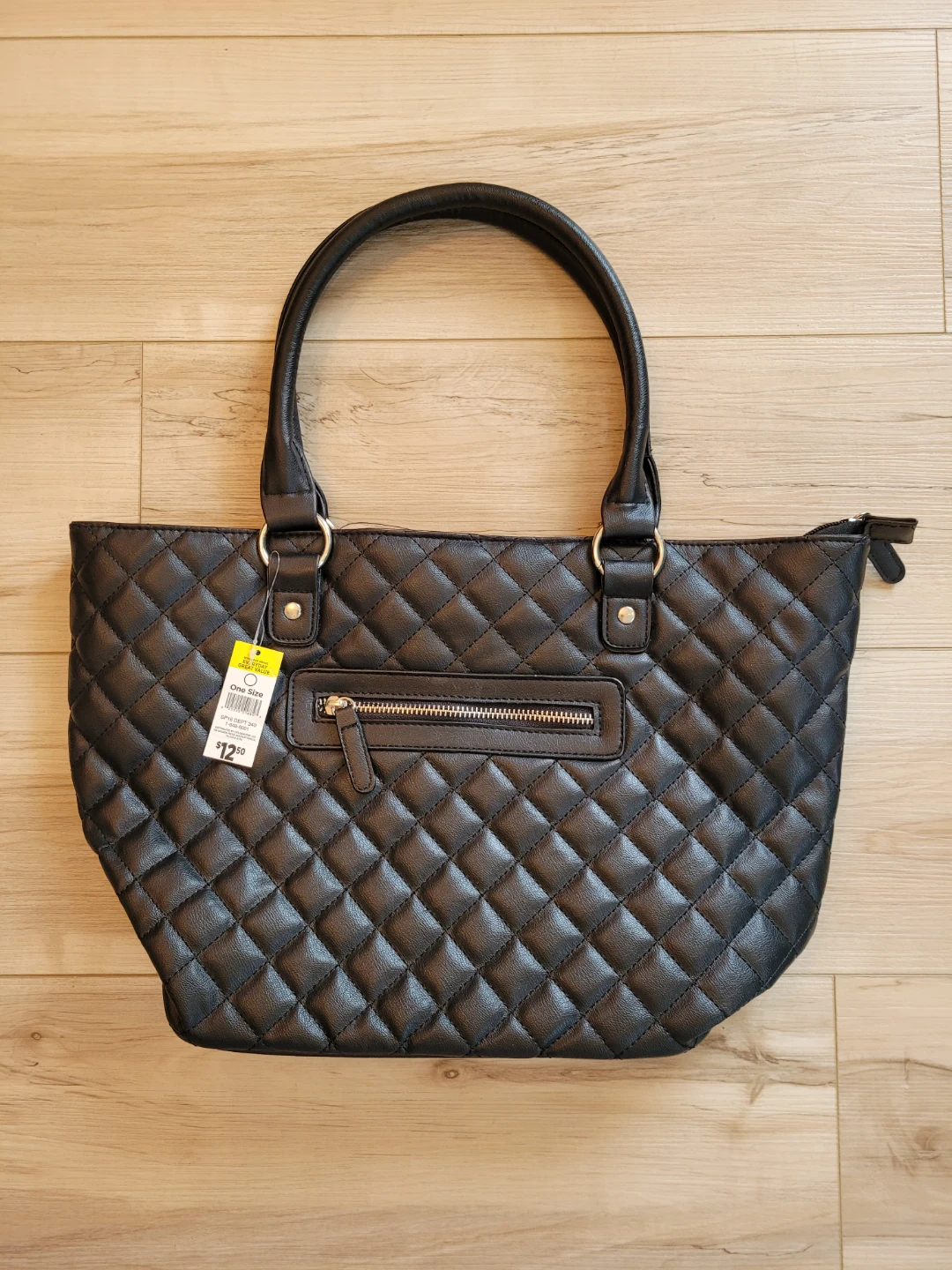 New Black Quilted Tote Purse