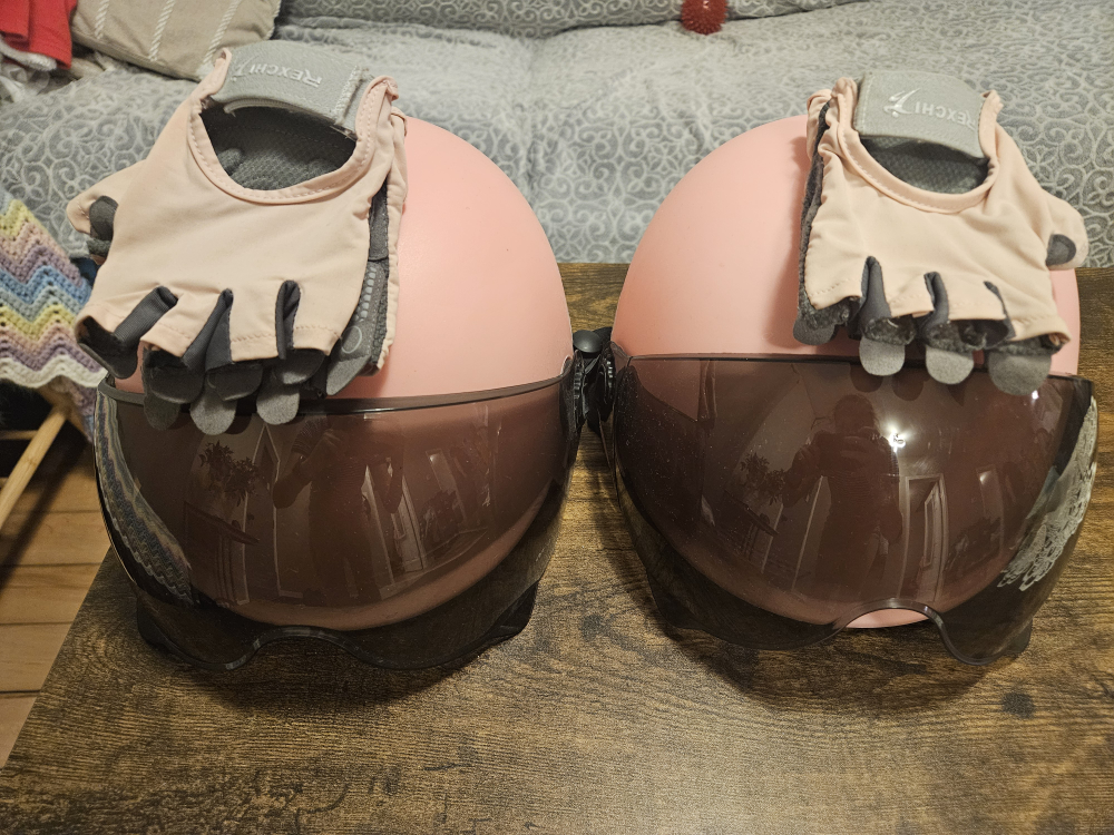 Pink Scooter Helmets with Visors - Set of 2