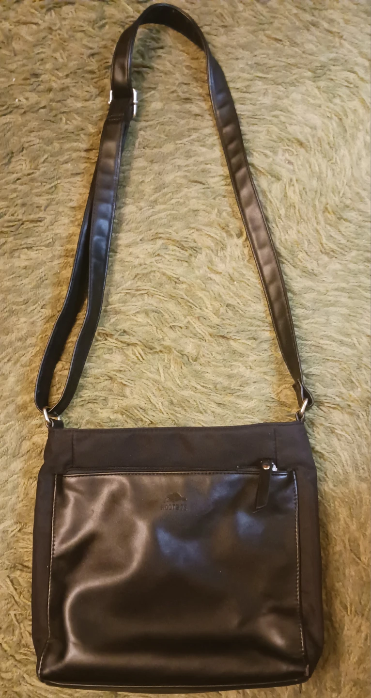 Roots 73 Black Nylon & Faux Leather Crossbody Bag