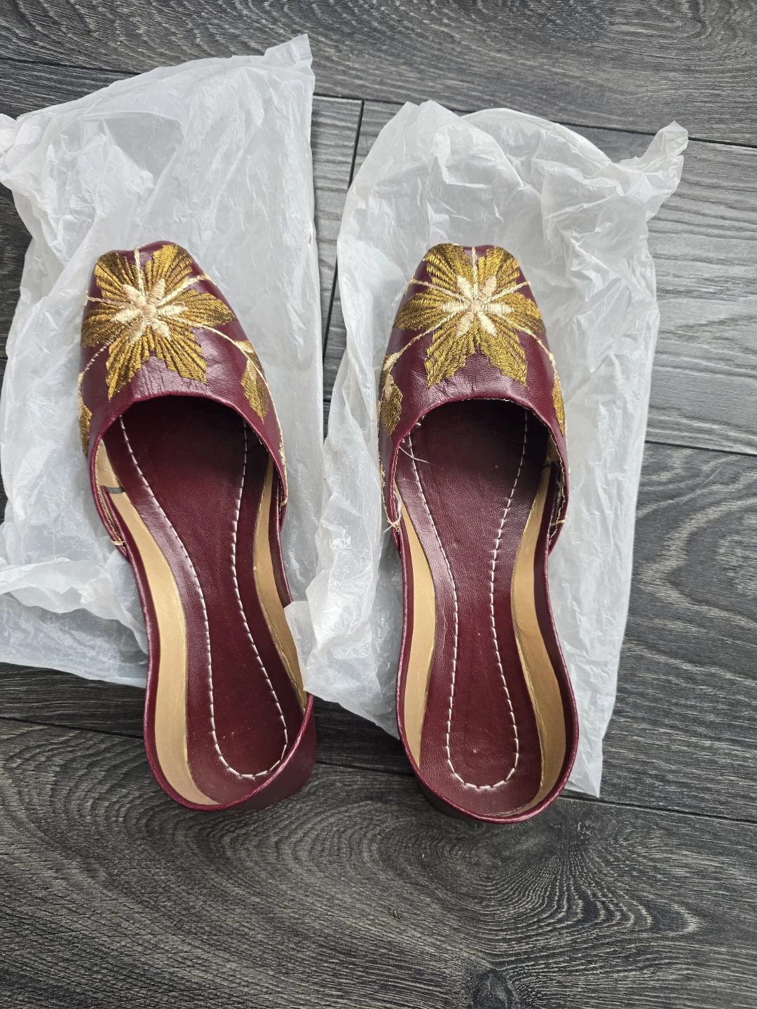Maroon Embroidered Flats - Size 7 - photo 2