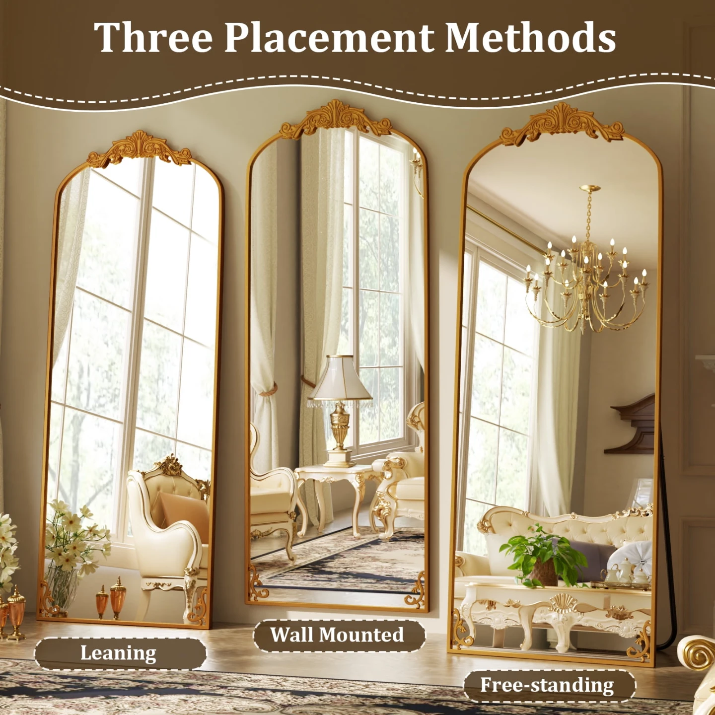 Gold Arch Floor Mirror - photo 2