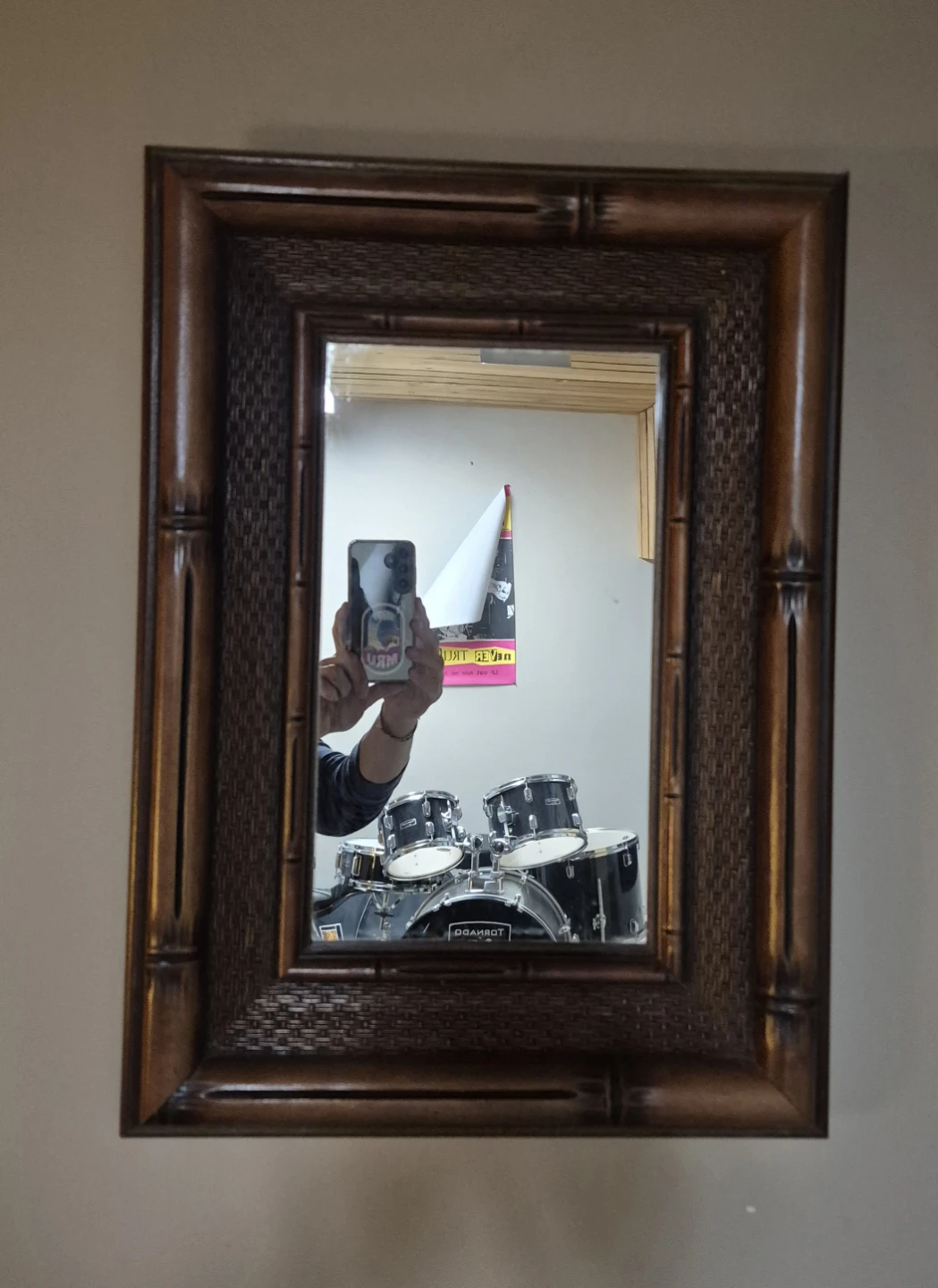 Decorative Wall Mirror with Bamboo-style Frame