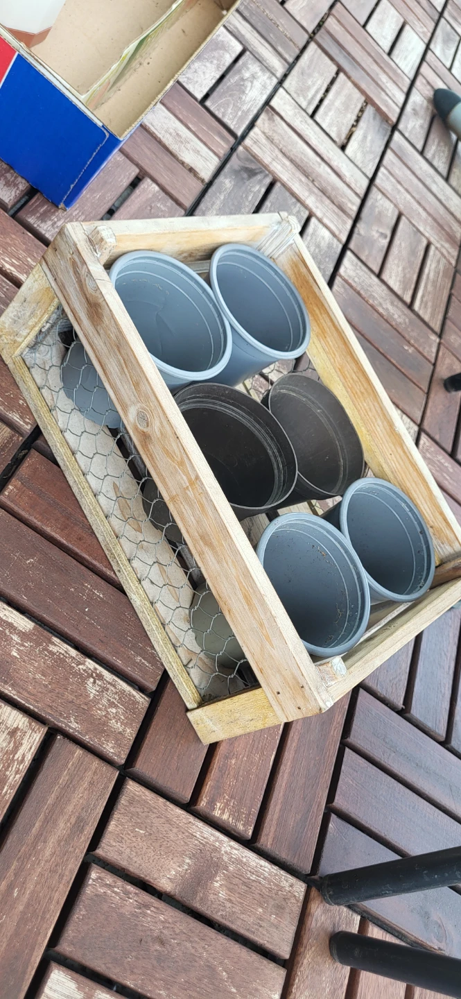 Wooden Planter Crate with Pots - photo 2