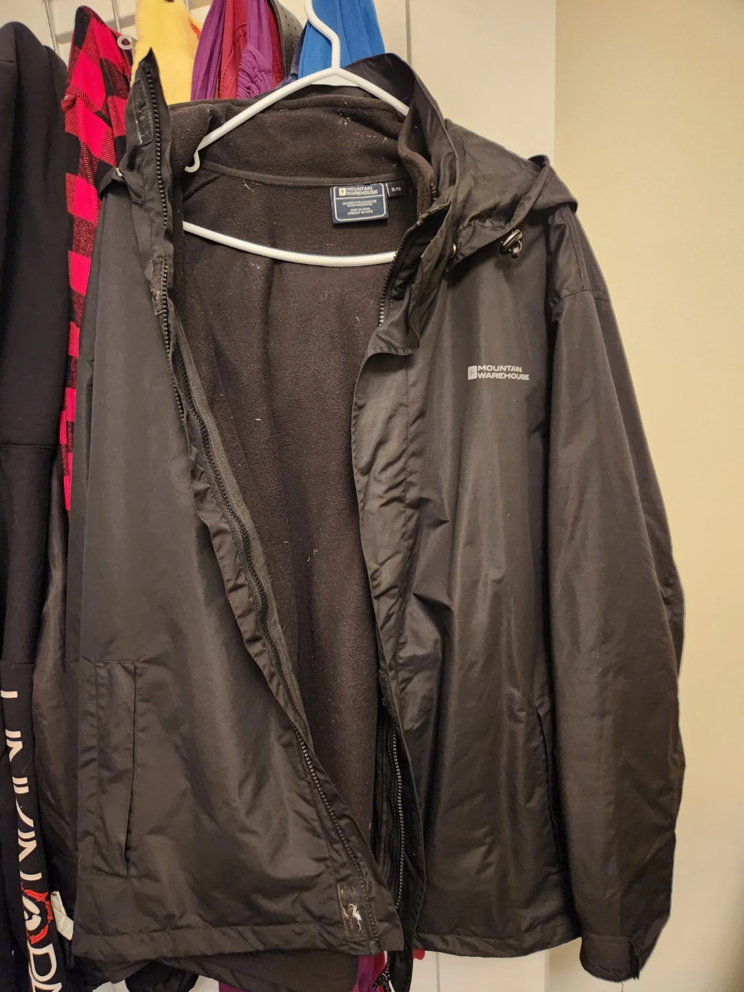 Mountain Warehouse Black Fleece-Lined waterproof Jacket