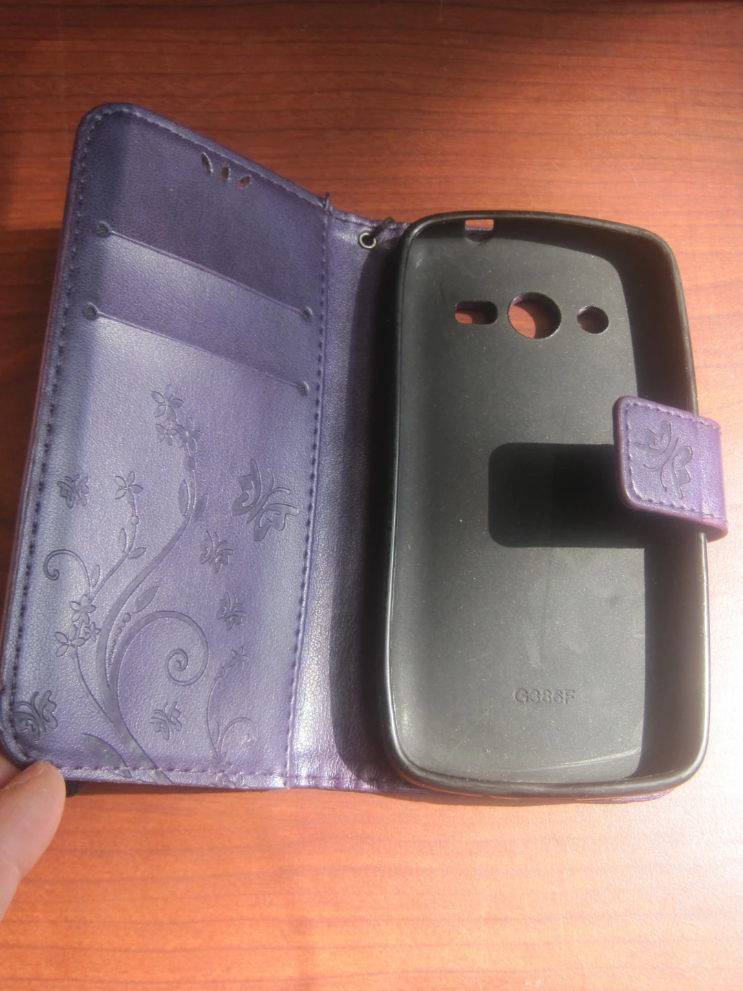 Purple Embossed Butterfly Flip Phone Case w/Strap. Pick up only. - photo 3