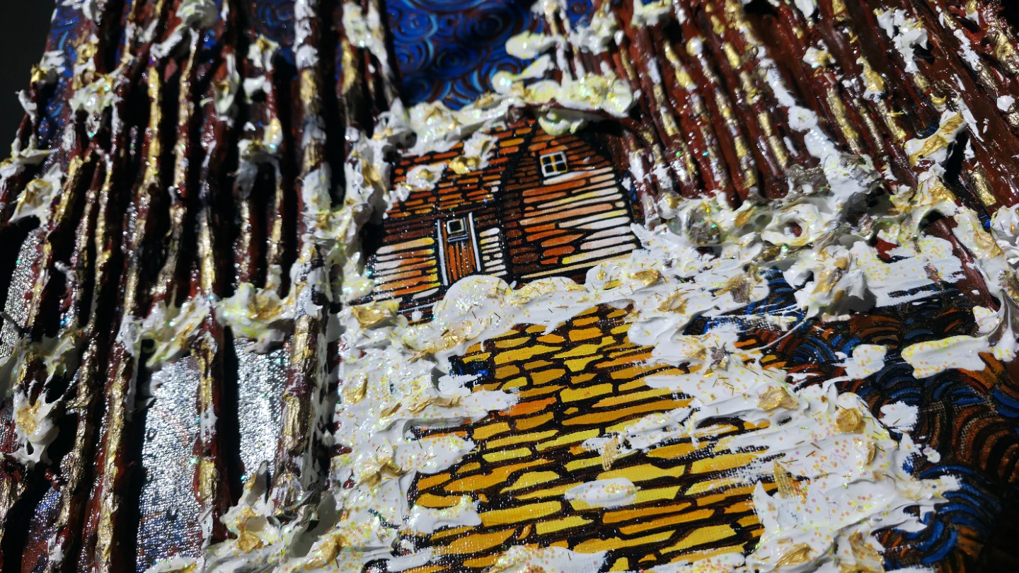 Original 3D texture solid acrylic fantasy painting on canvas