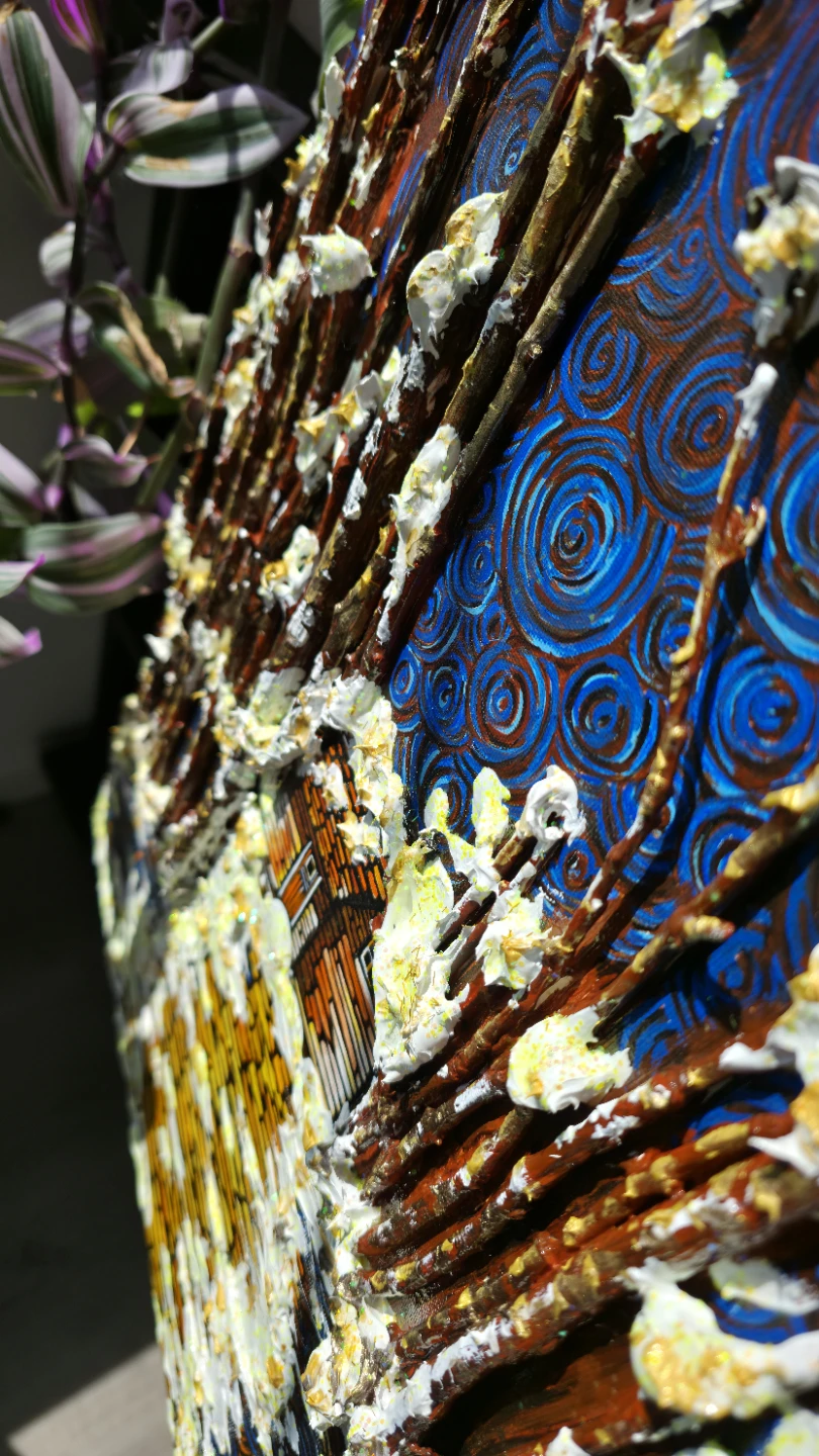Original 3D texture solid acrylic fantasy painting on canvas - photo 3