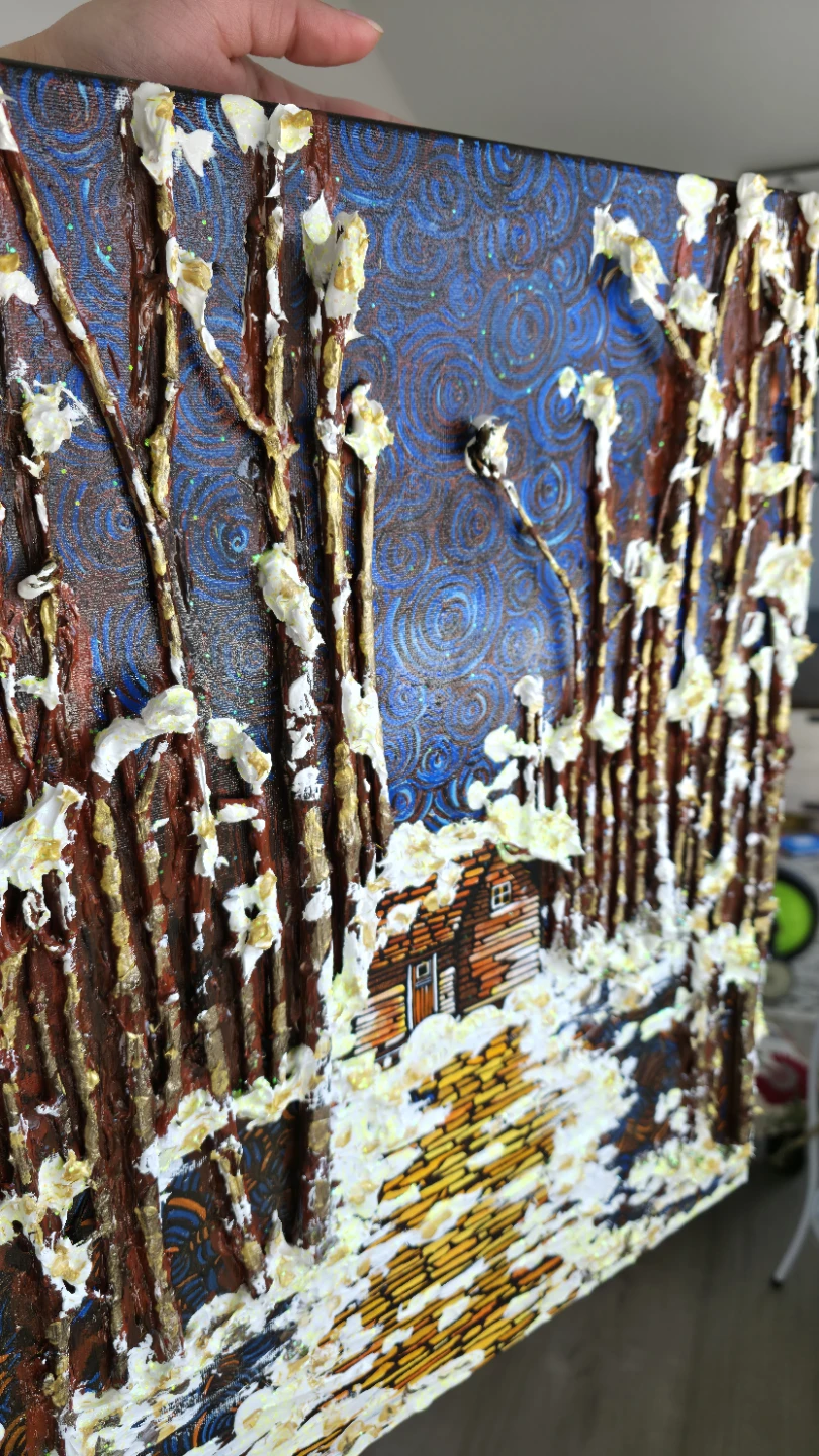 Original 3D texture solid acrylic fantasy painting on canvas - photo 5