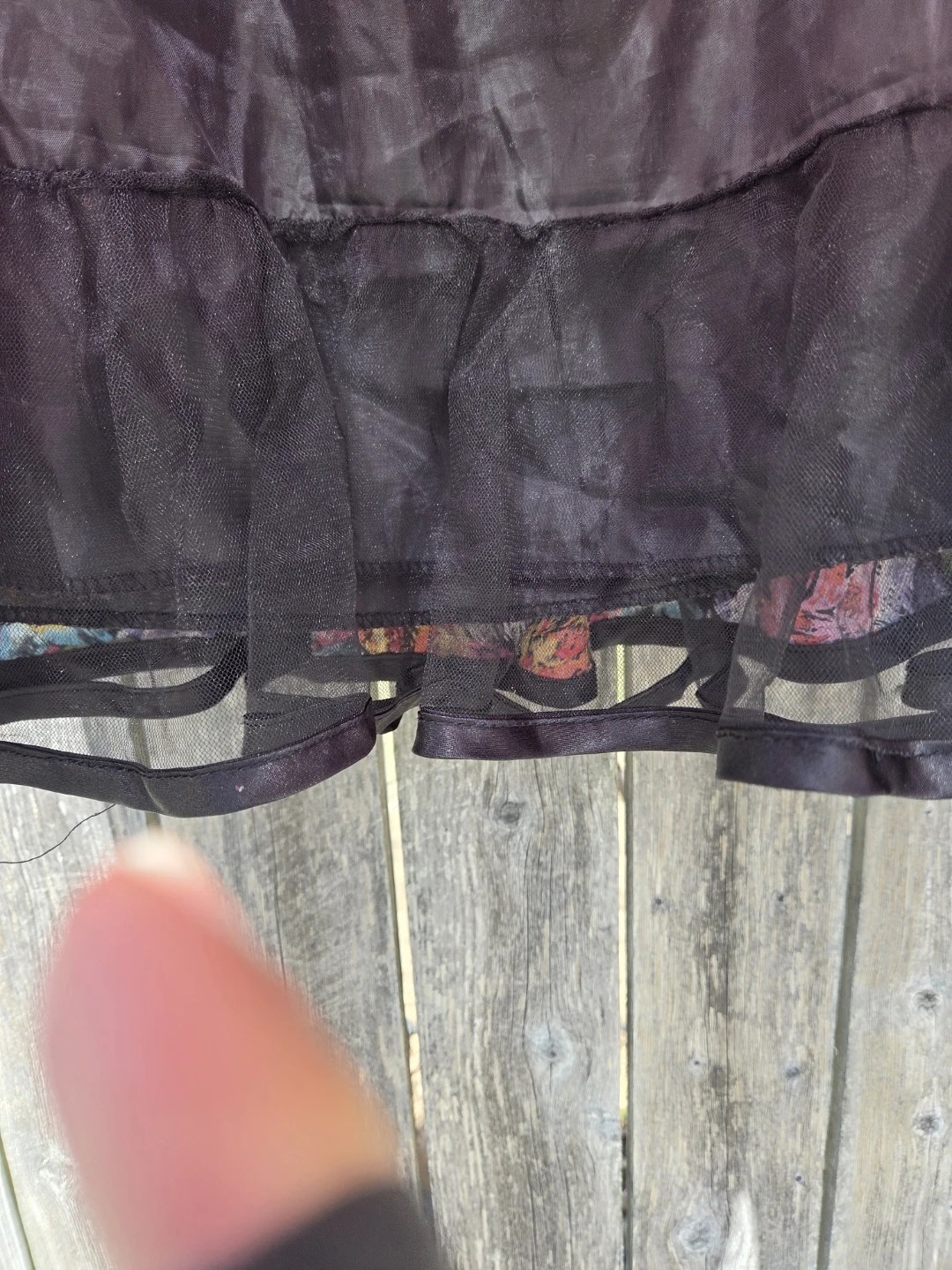 Floral Mini Skirt with Black Tulle Trim - photo 5