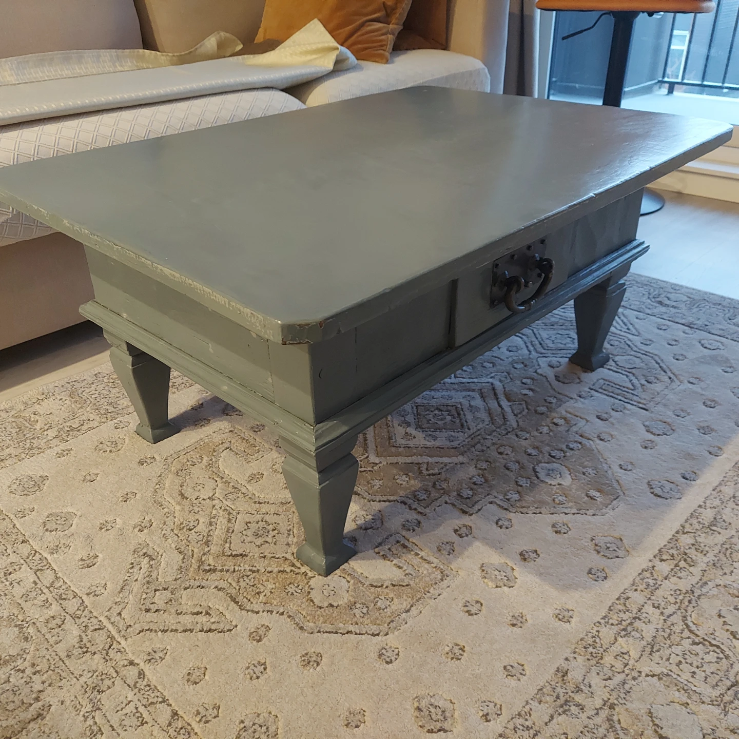 Vintage style Grey Coffee Table with Drawer - photo 3
