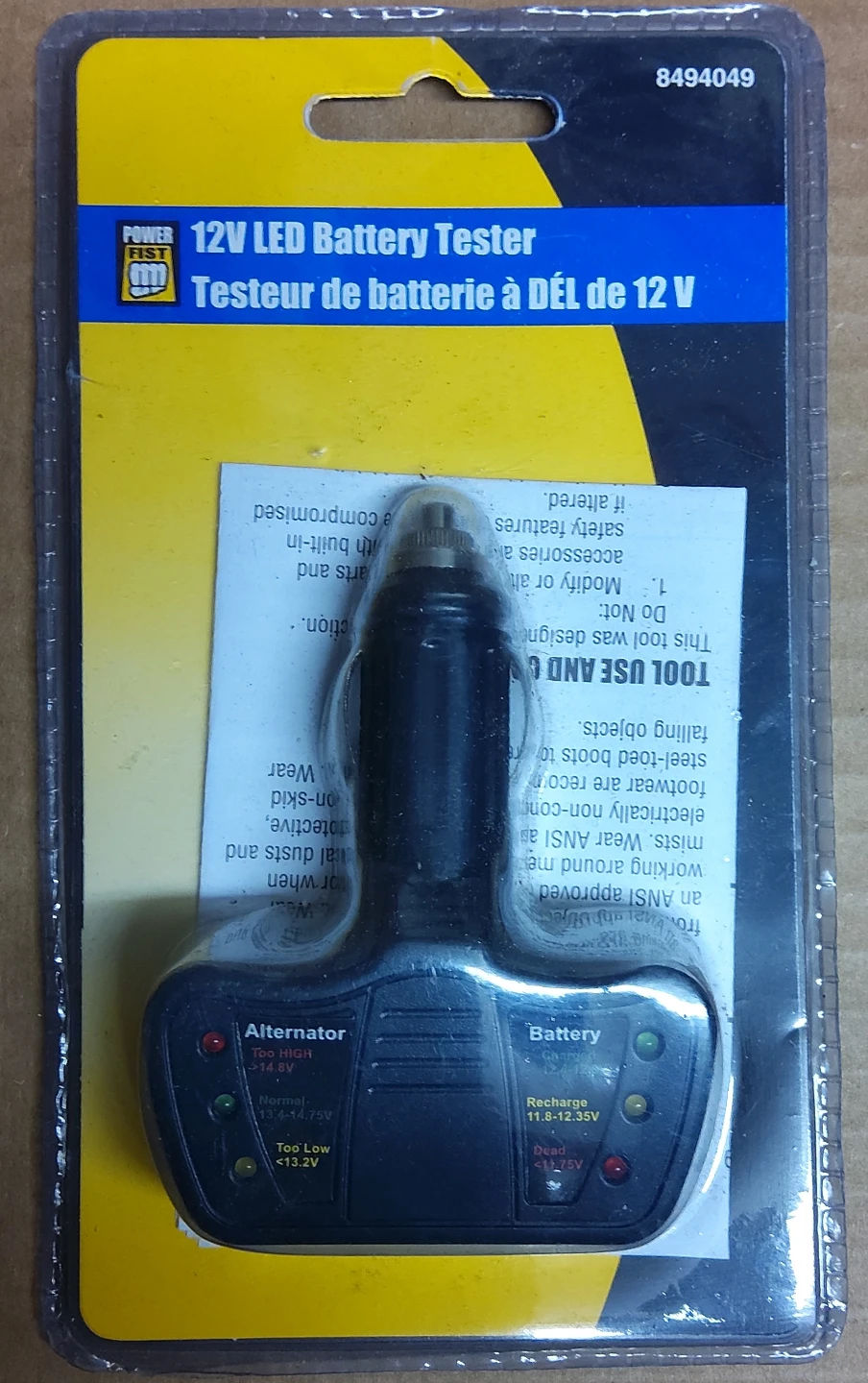 Power Fist 12V LED Battery Tester