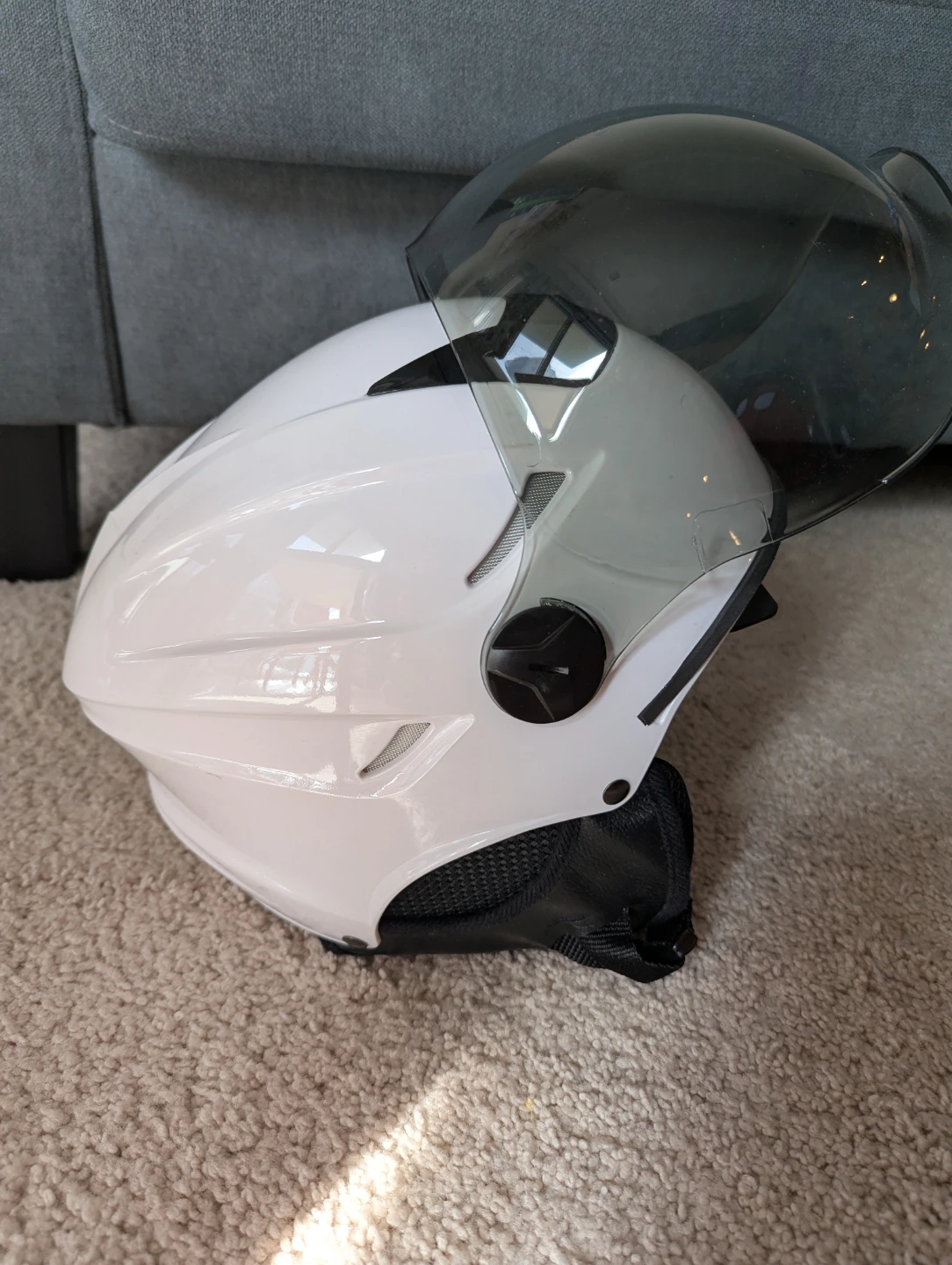 White Motorcycle Helmet with Sun Visor - photo 2