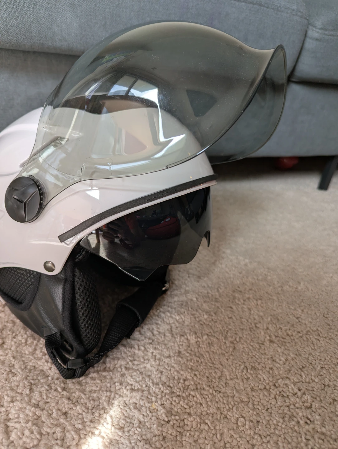 White Motorcycle Helmet with Sun Visor - photo 3