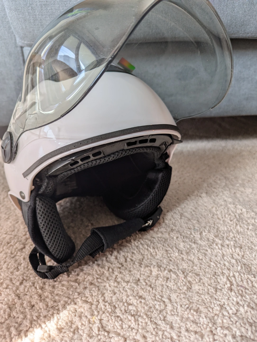 White Motorcycle Helmet with Sun Visor - photo 4