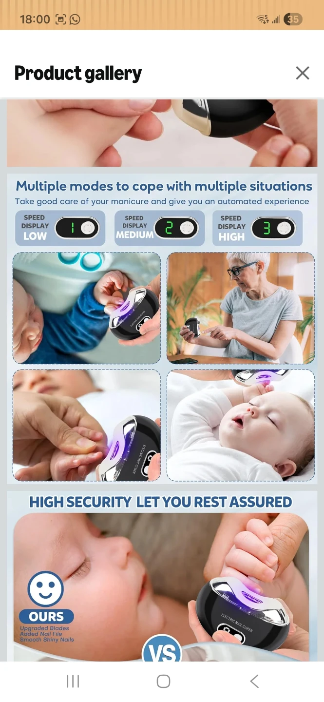 100% Safe to baby Elderly Rechargable Electric Nail Clipper - photo 2