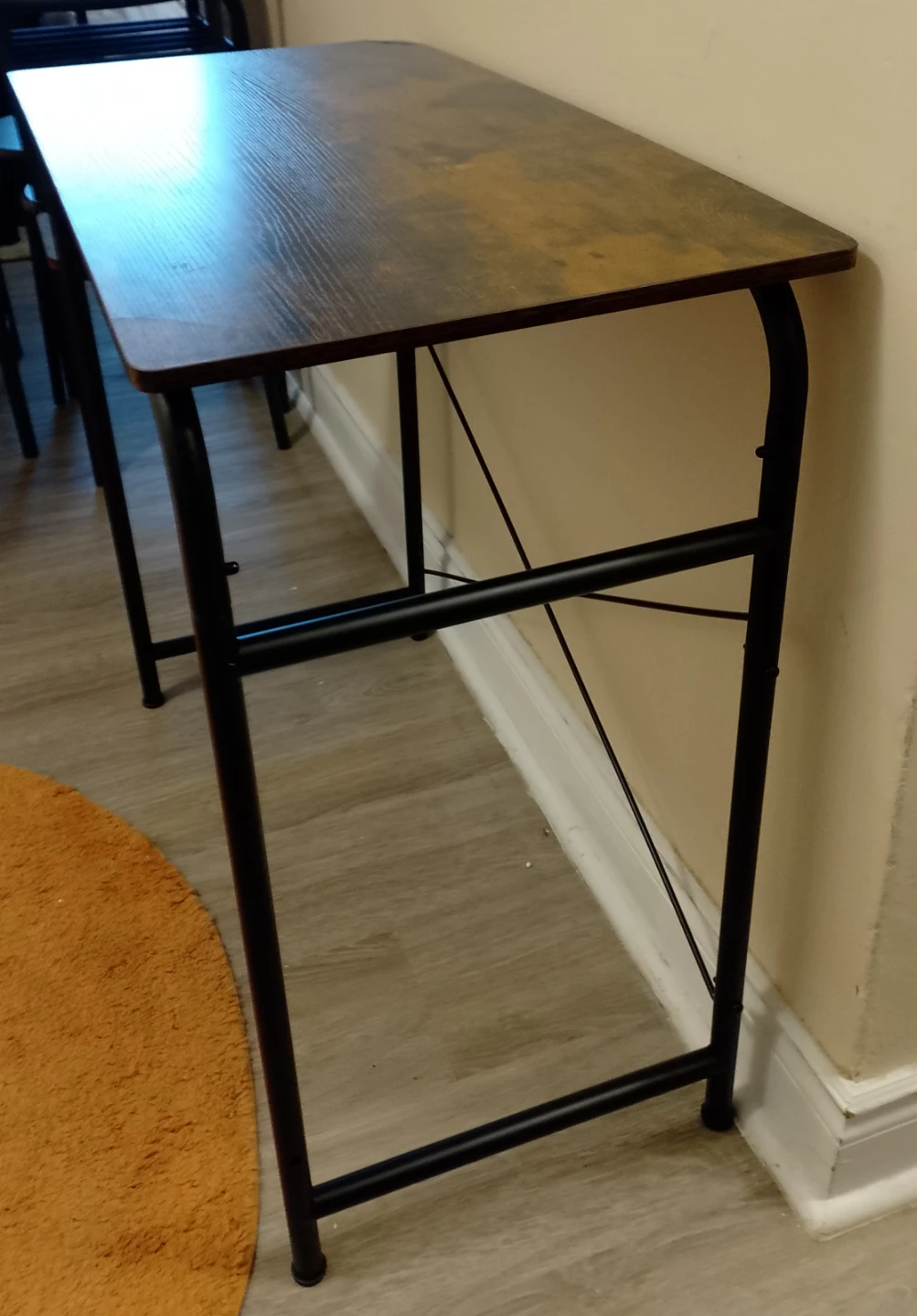 Rustic Wood Grain Desk with Black Metal Frame - photo 4