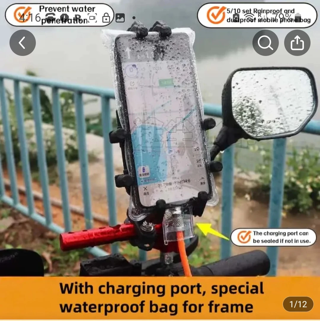 Waterproof Motorcycle Phone Holder Bag with Charging Port - photo 4