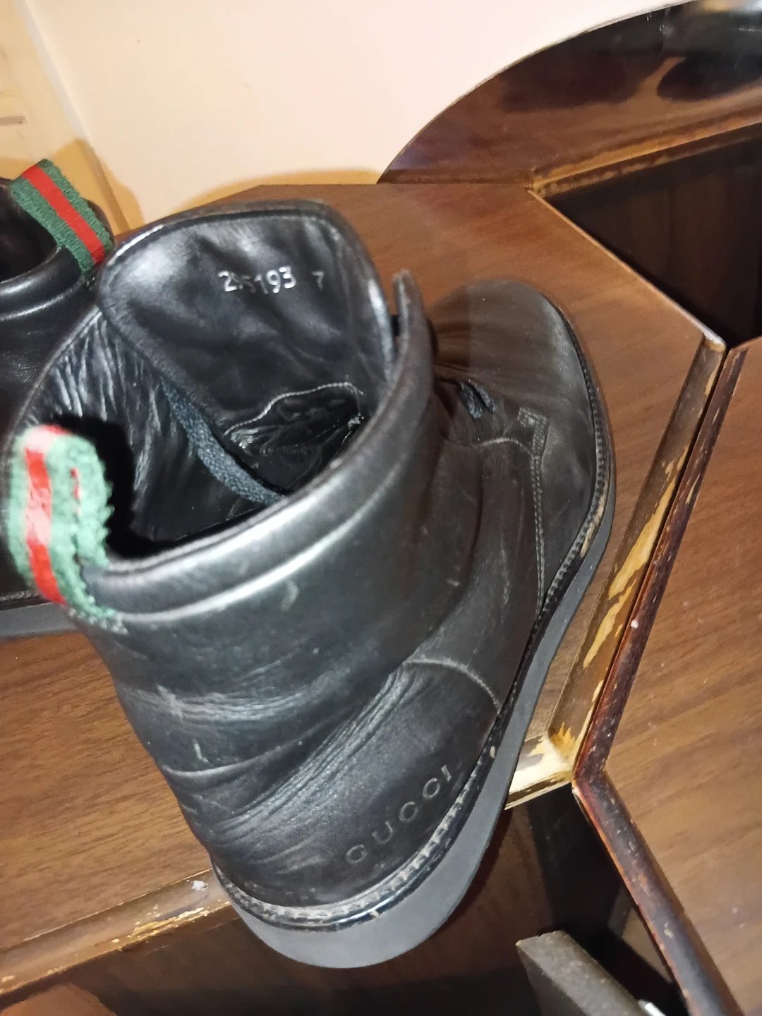Gucci Black Leather High-Top Sneakers