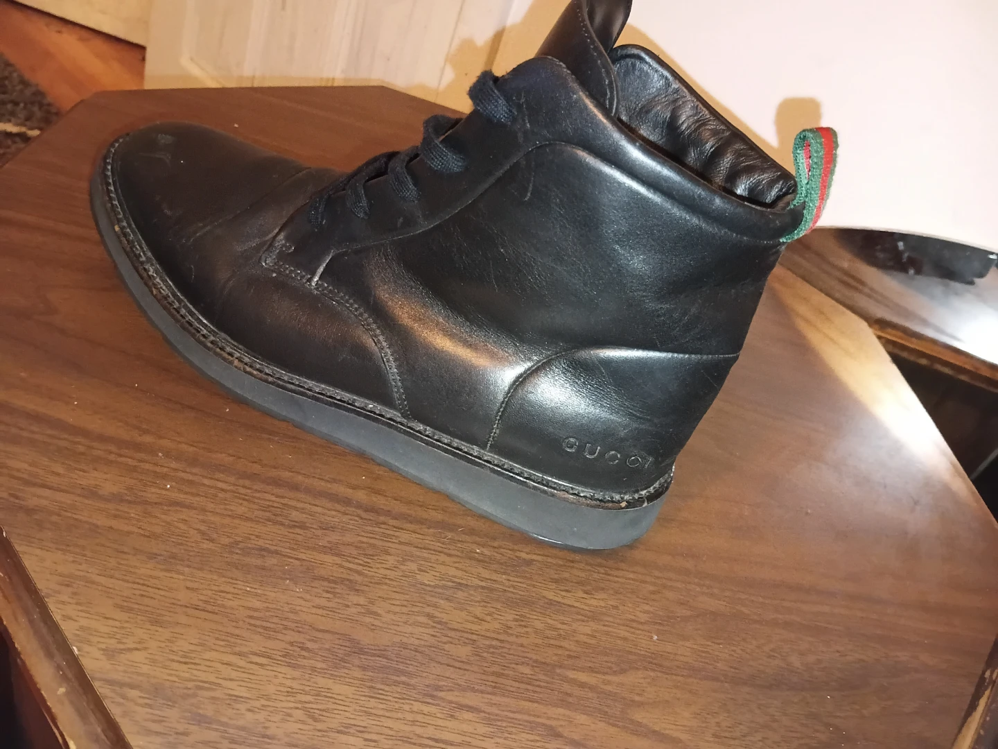 Gucci Black Leather High-Top Sneakers - photo 2