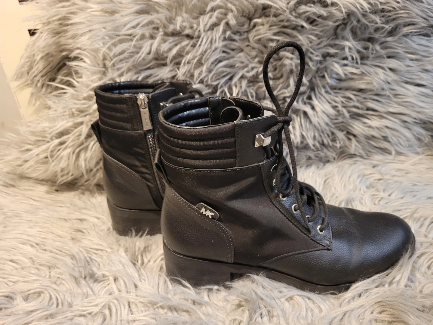 Michael Kors Black Lace-Up Combat Boots