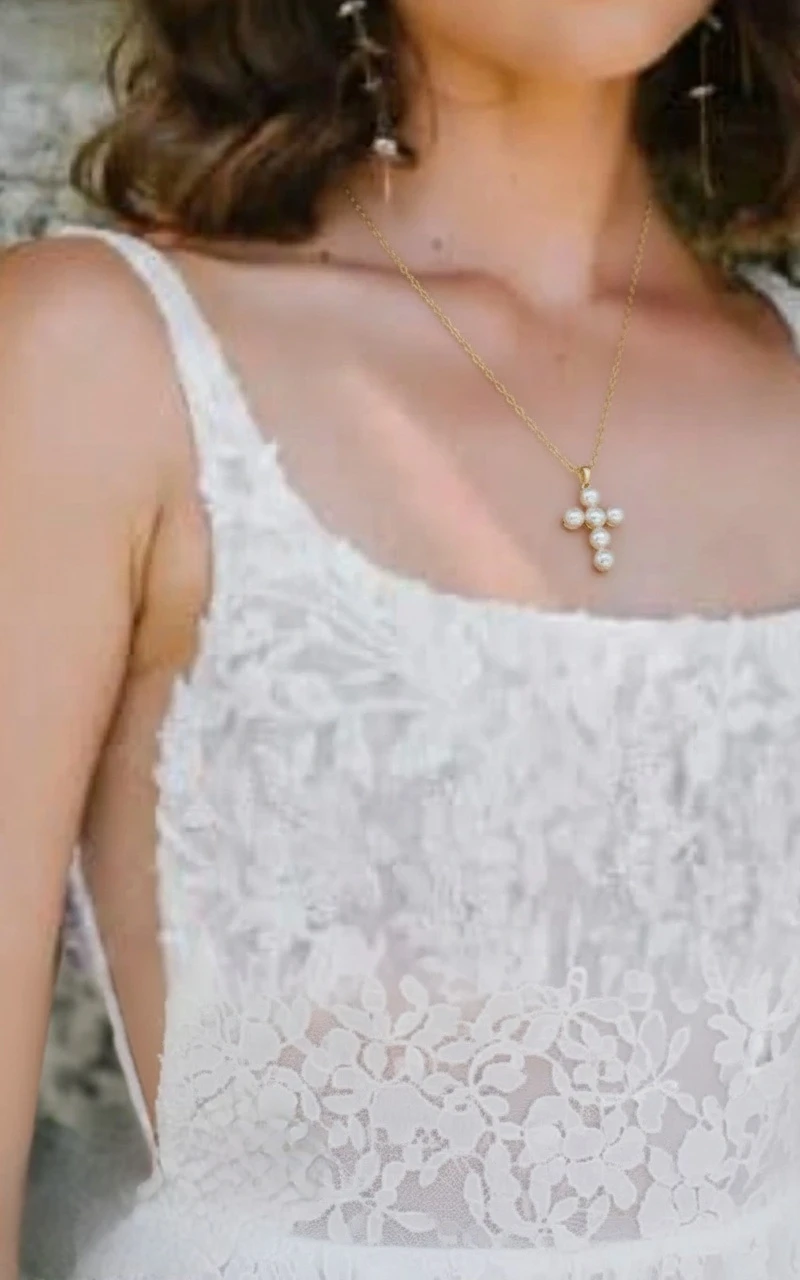 Cross pendant necklace with pearls - photo 4
