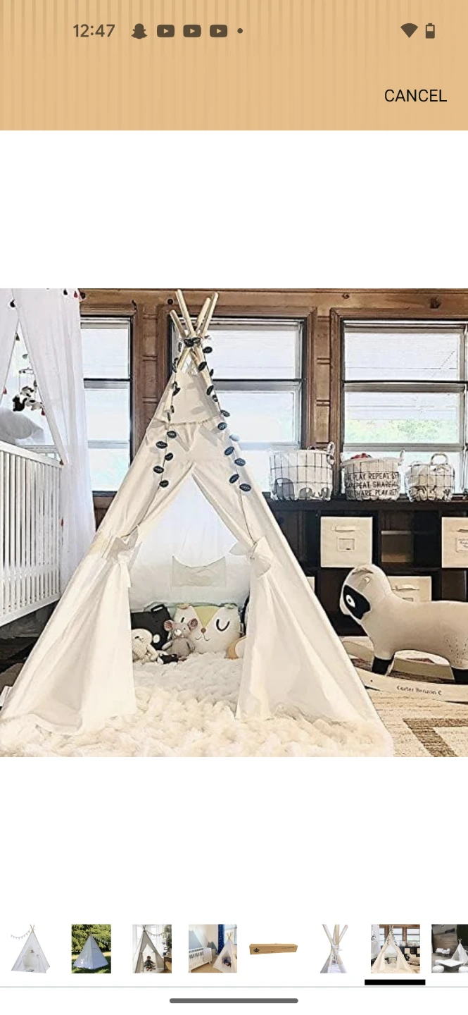 White Cotton Teepee Tent for Kids - photo 5