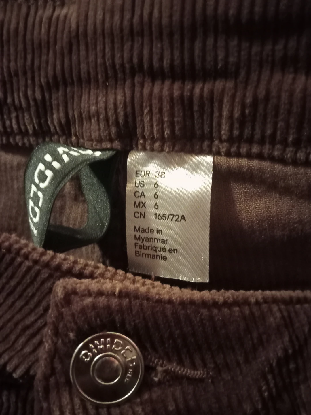 Brand New H&M Brown Corduroy Pants - Size US 6 - photo 4