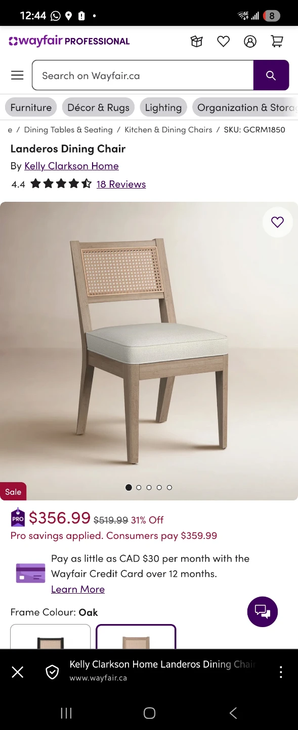 Kelly Clarkson Home Landeros Dining Chair - Oak Frame