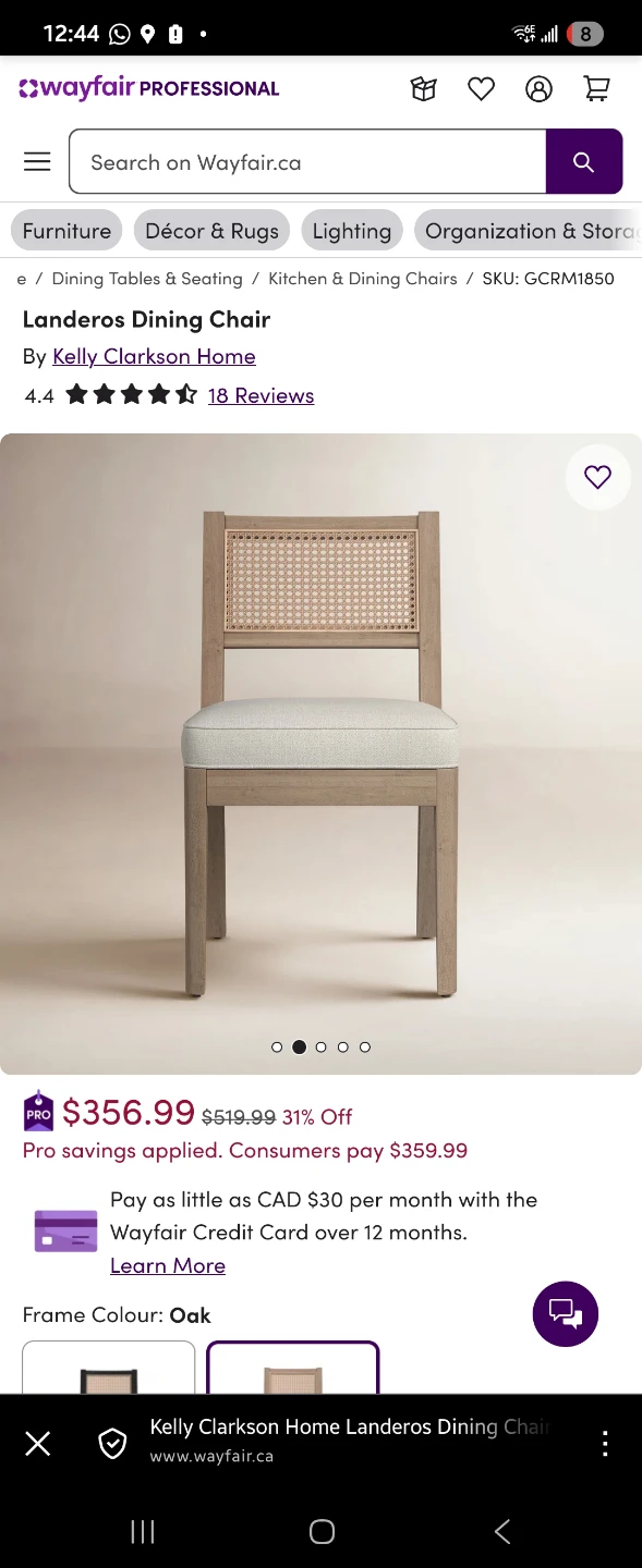 Kelly Clarkson Home Landeros Dining Chair - Oak Frame - photo 2
