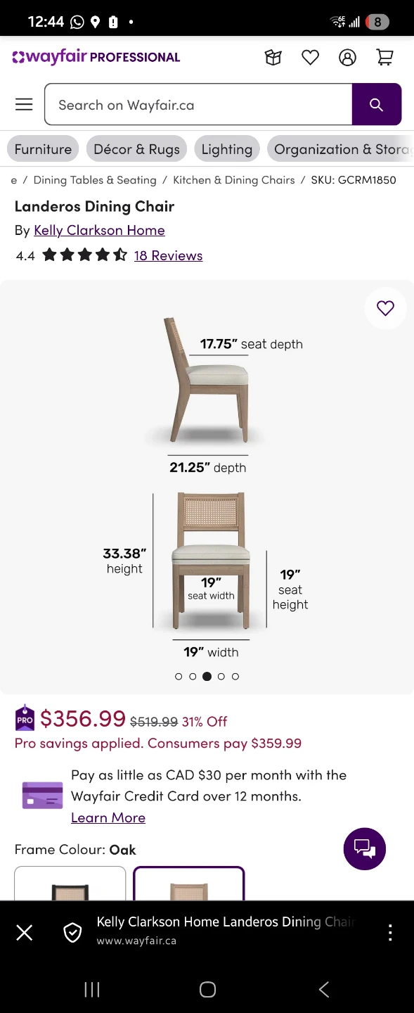 Kelly Clarkson Home Landeros Dining Chair - Oak Frame - photo 4
