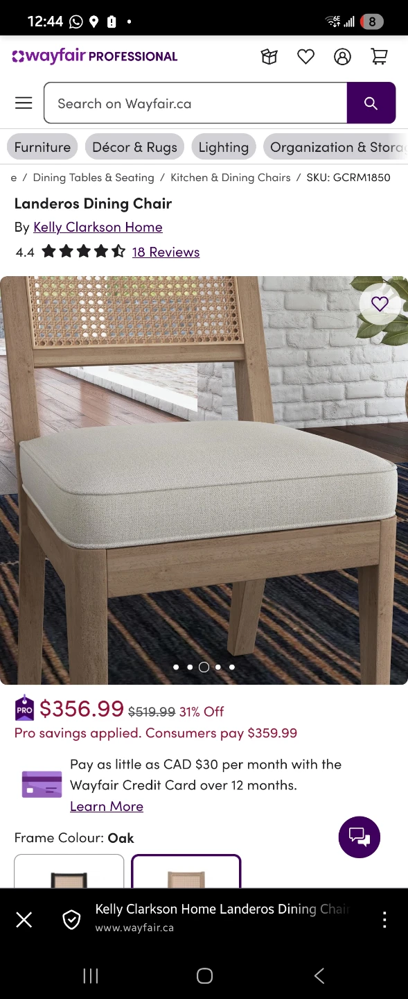 Kelly Clarkson Home Landeros Dining Chair - Oak Frame - photo 5
