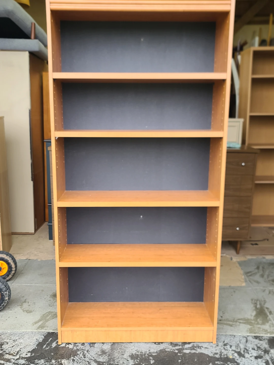 Tall 5-Shelf Wood Grain Bookcase