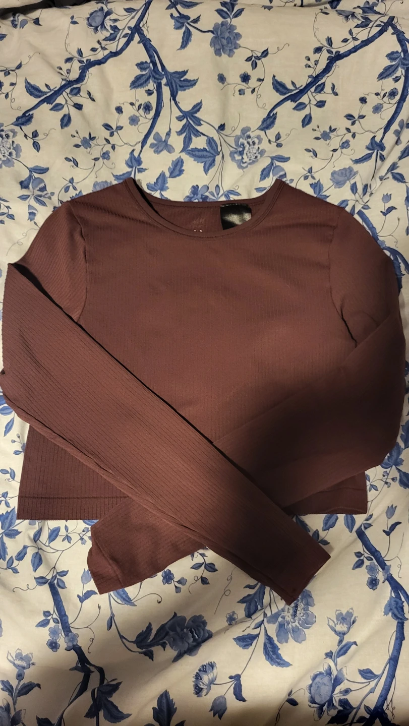 Burgundy h&m long sleeve crop top