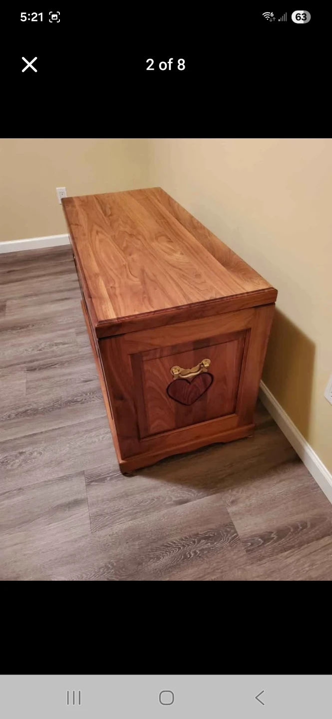 Wooden Storage Chest with Heart Carvings - photo 2