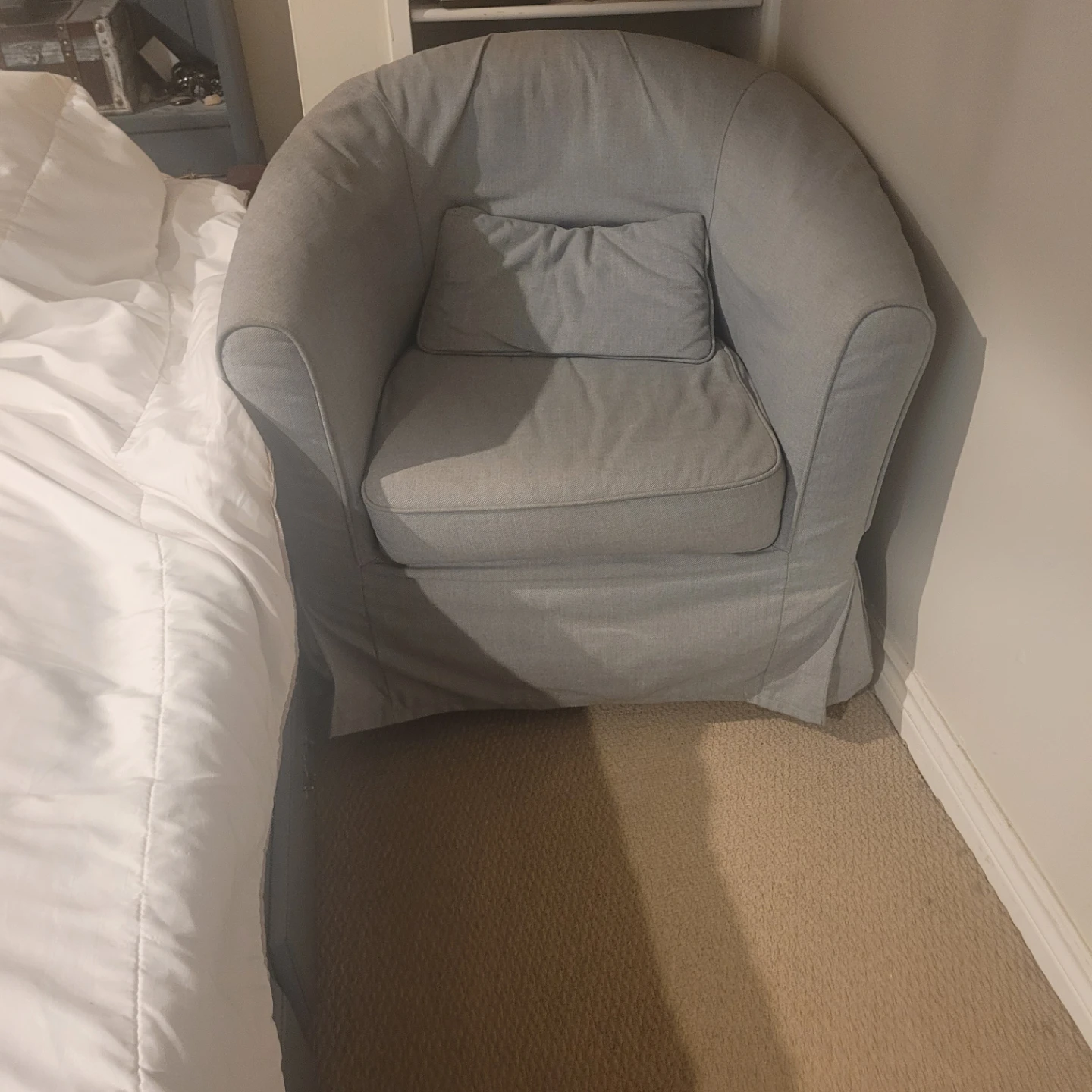 Light Blue Accent Chair with Ottoman