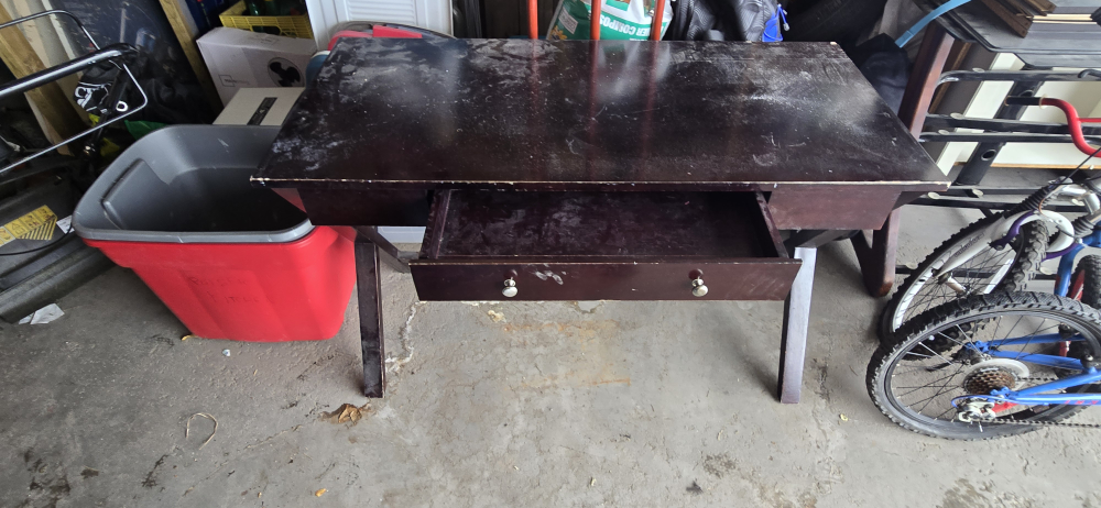 Dark Wood Desk with Drawer