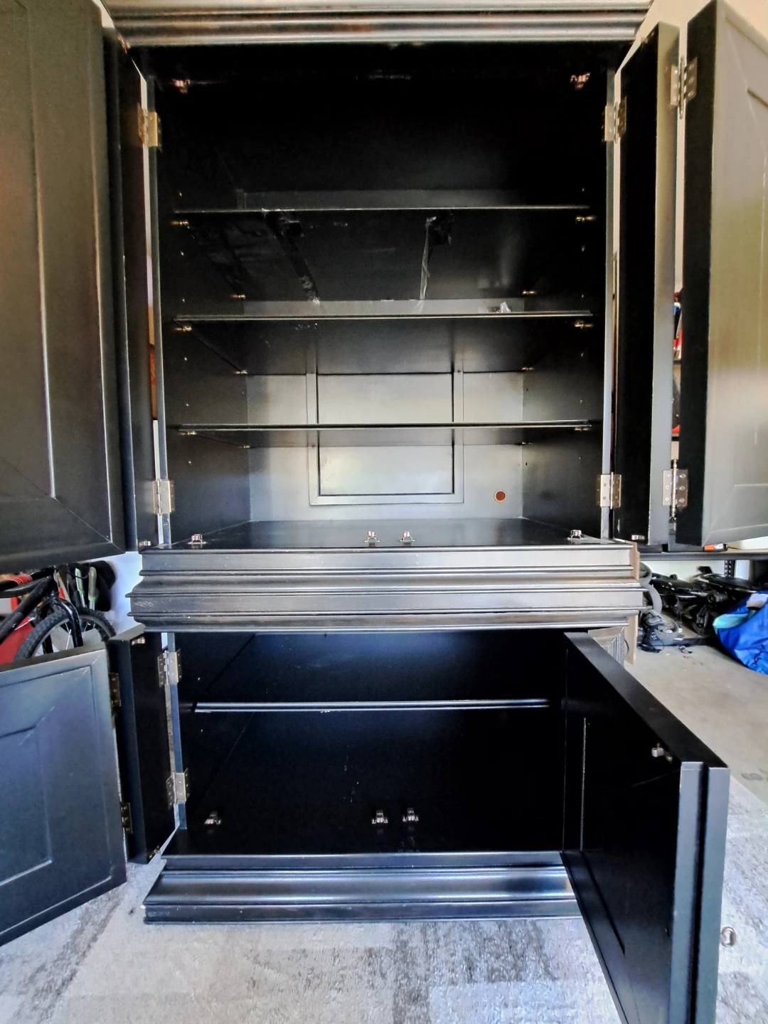 Tall Black Cabinet with Doors and Shelves - photo 4
