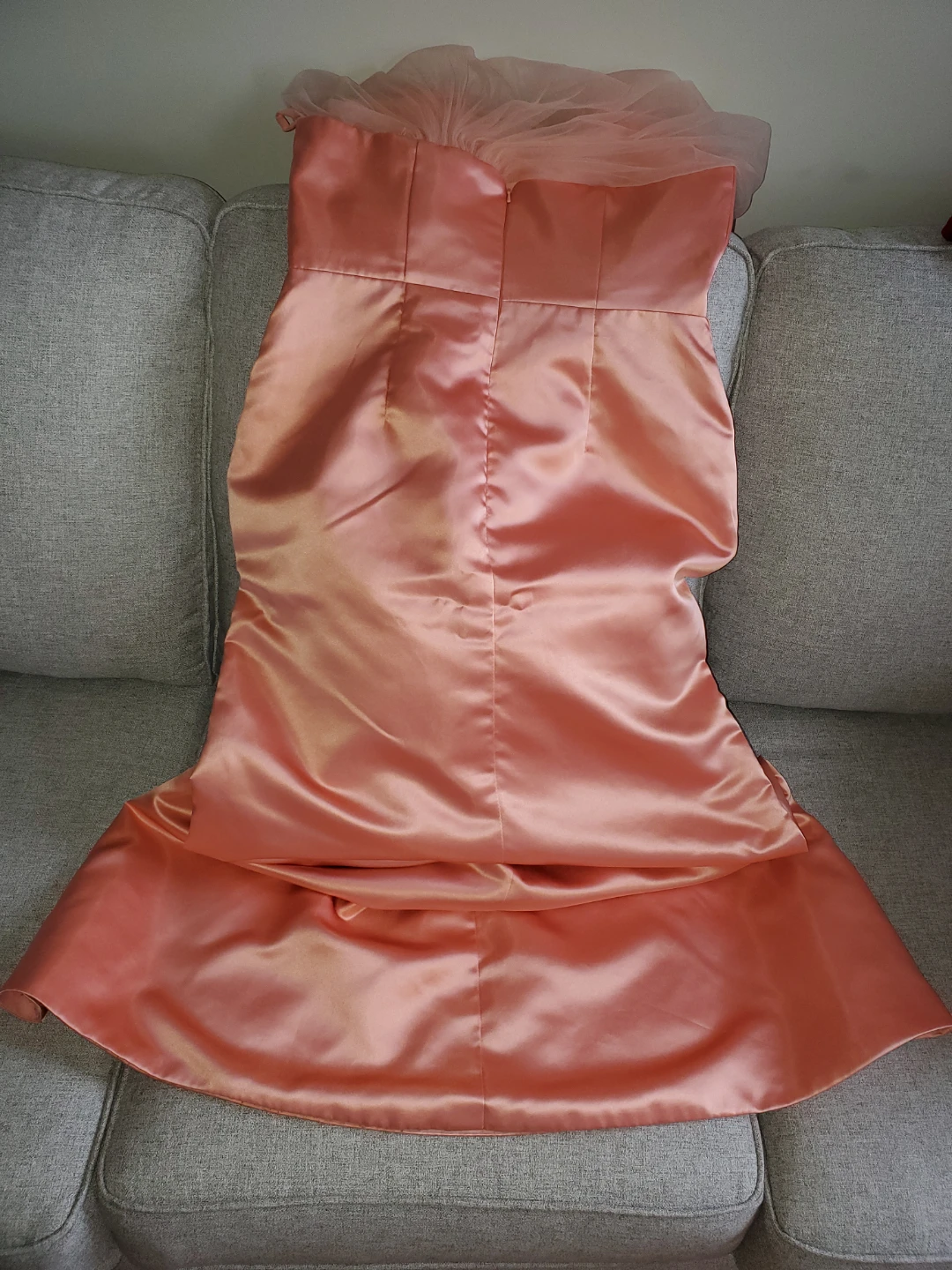 Coral Pink Satin One-Shoulder Prom Dress - photo 5