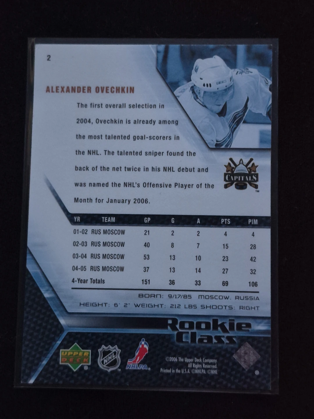 Upper Deck Alexander Ovechkin Rookie Class Hockey Card - photo 2
