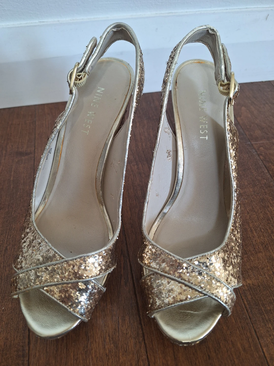 Nine West Gold Glitter Platform Heels - Size 6.5 - photo 2