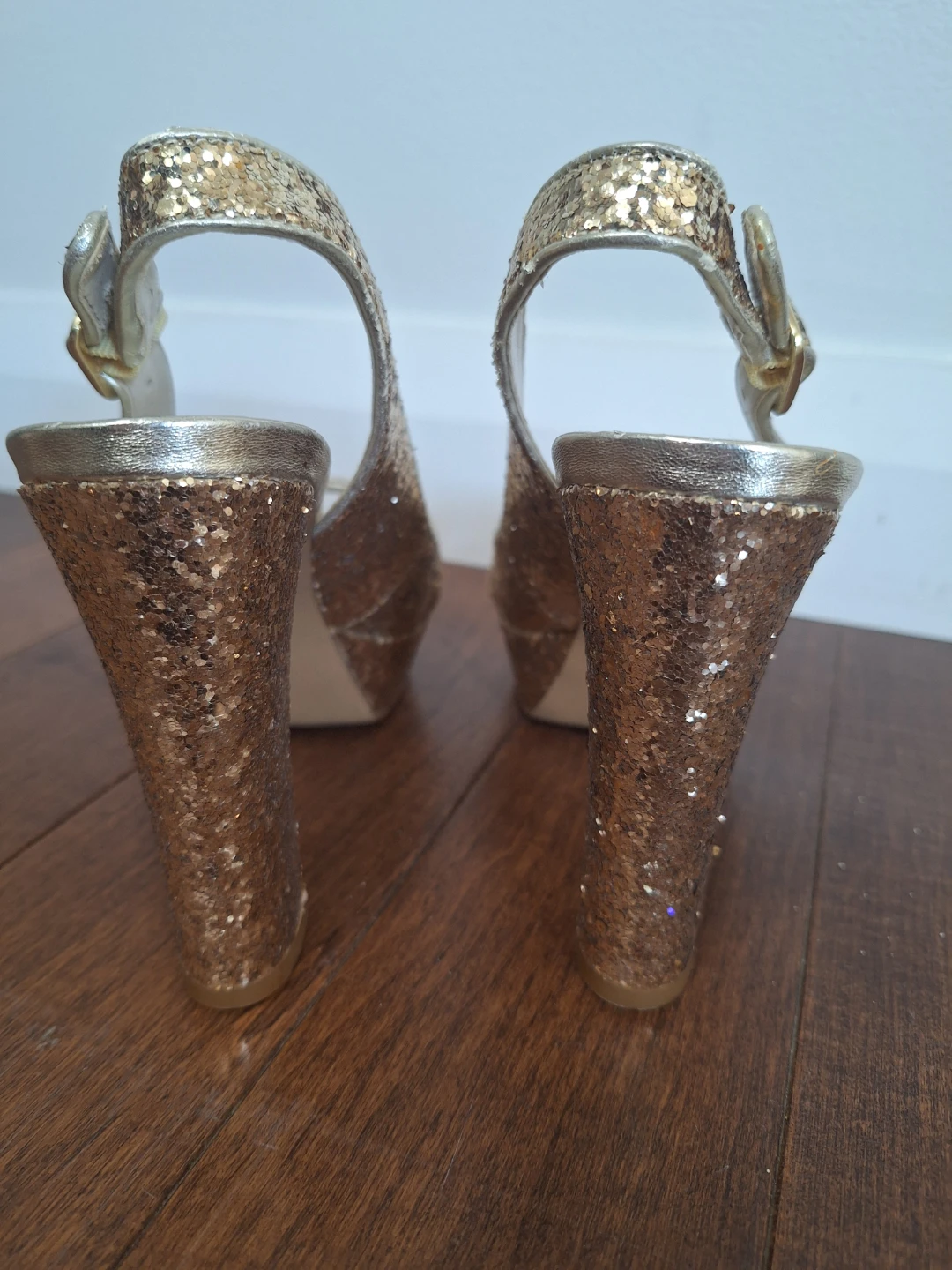 Nine West Gold Glitter Platform Heels - Size 6.5 - photo 3