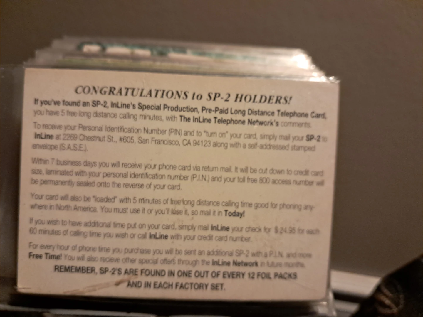 InLine SP-2 Long Distance Telephone Card - photo 3