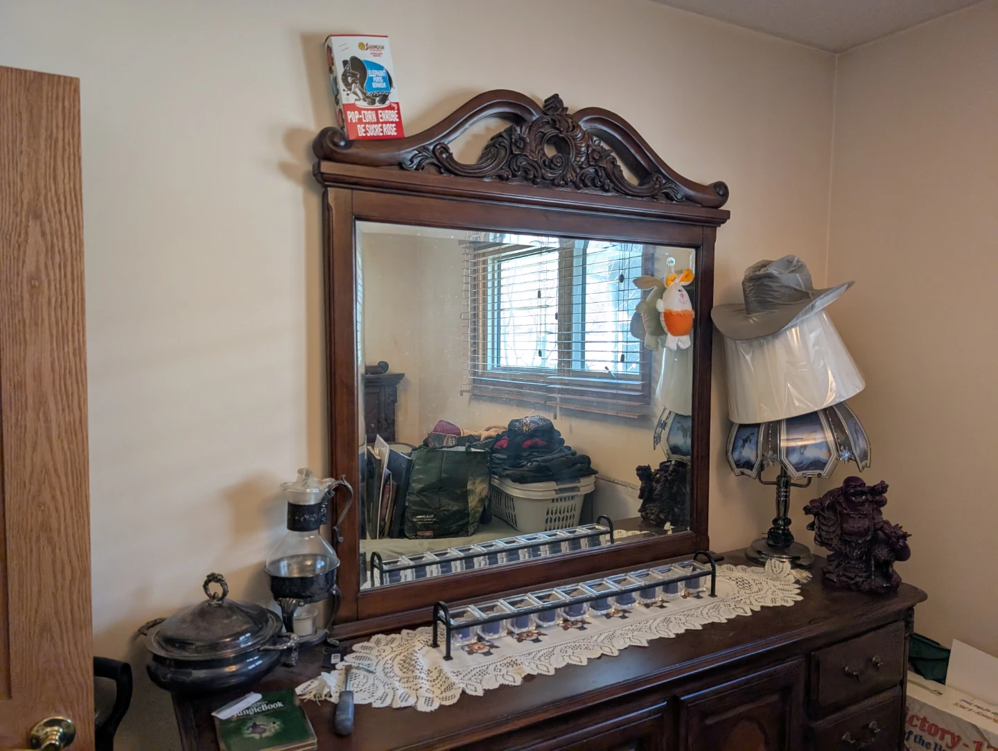 Wooden Dresser with Mirror, Night stand, and Bed frame/headboard - photo 2