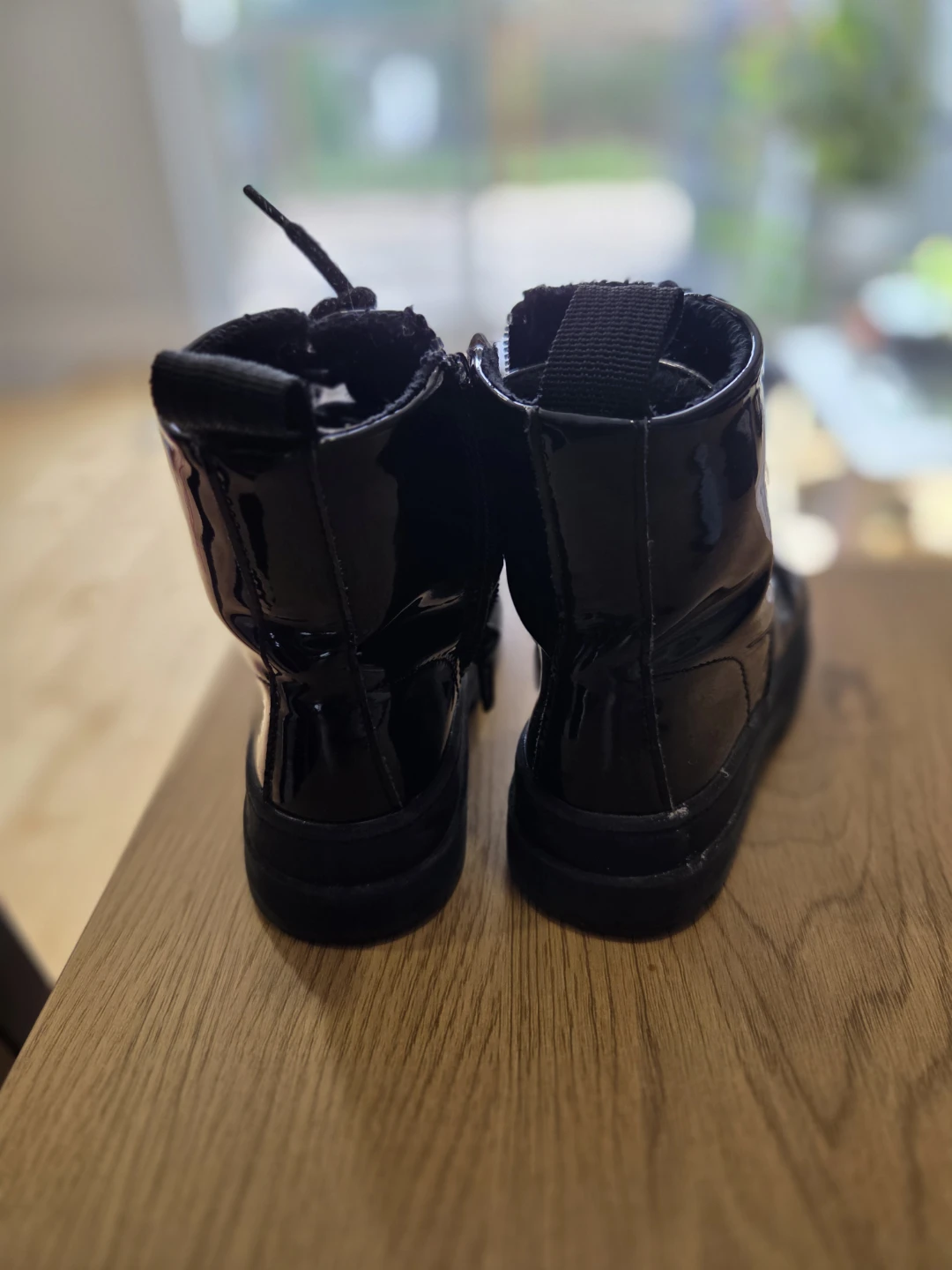 Girls Black Patent Combat Boots - photo 3