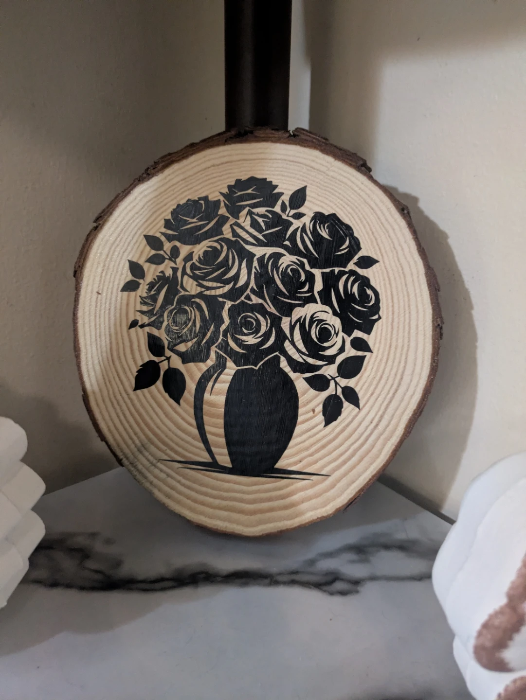 Wood Slice Art - Rose Bouquet Design - photo 2