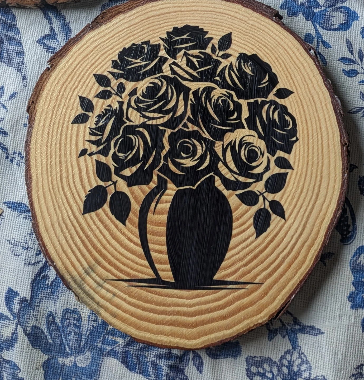 Wood Slice Art - Rose Bouquet Design - photo 3