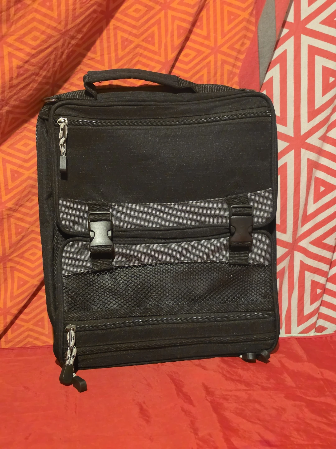 Black Utility and Laptop Bag w/ Buckles & Zippers