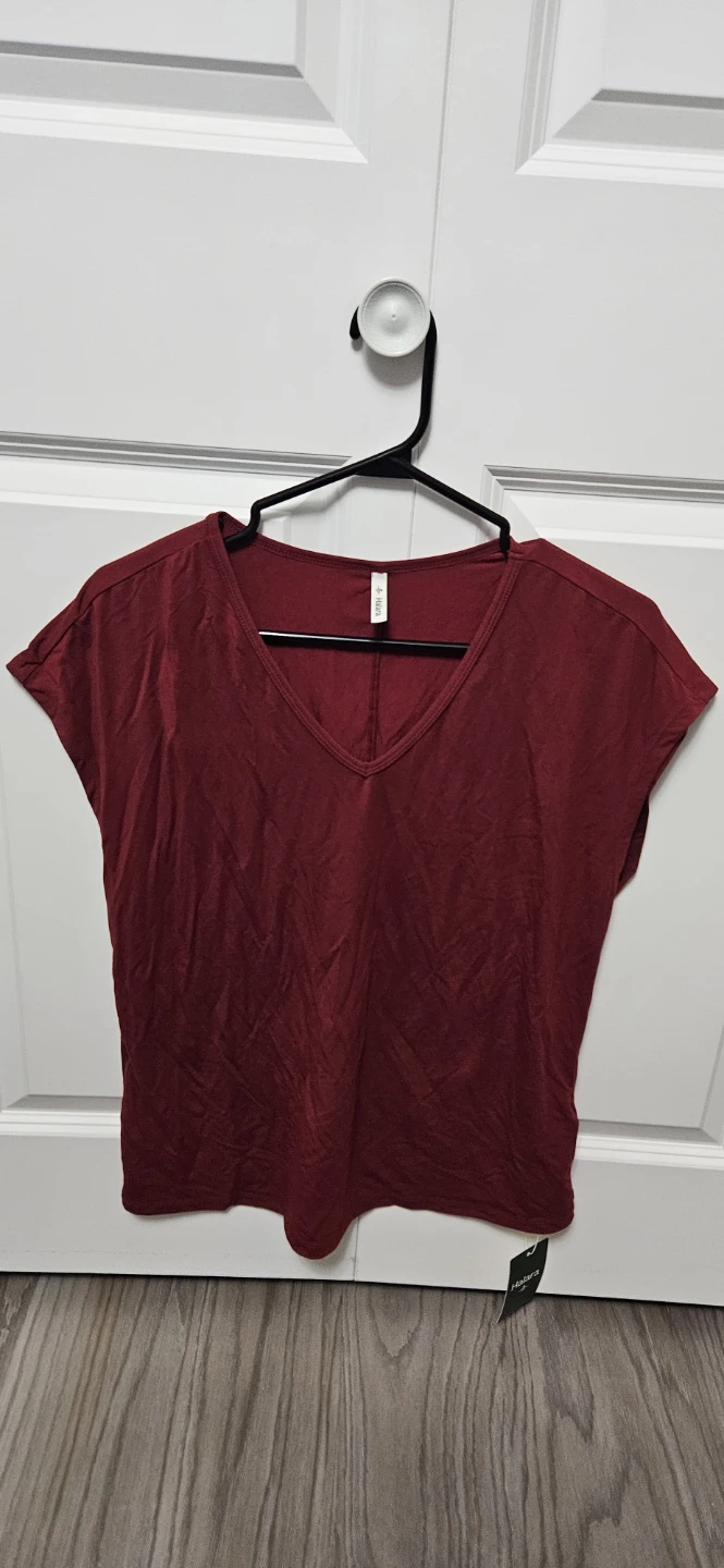 Halara Burgundy V-Neck T-Shirt