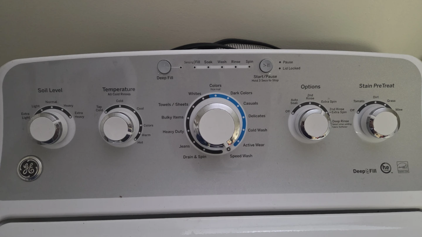GE White Top Load Washer and Front Load Dryer Set - photo 2